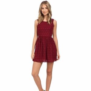 💃Price Drop💃Red Jacquard Fit & Flare Dress